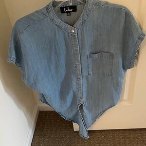 Lulu's Light Blue Denim Top